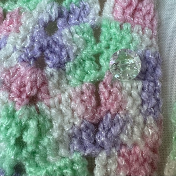 Handmade Crocheted Pastel Purple Pink Mint Green Capelet‎ Cape Poncho Shawl OSFM - Picture 4 of 7